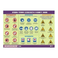 Таблица демонстрационная "Правила техники безопасности в кабинете химии" (винил 100х140) - «globural.ru» - Чапаевск